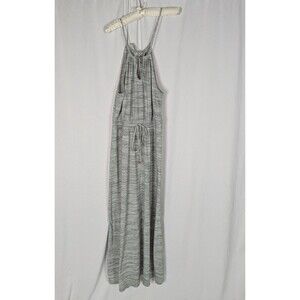 Banana Republic Dress M Women's Gray Marled Adjustable Straps Maxi Slits Cutout